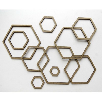 Creative Embellishments - Chipboard «Nested Shapes Hexagones»	